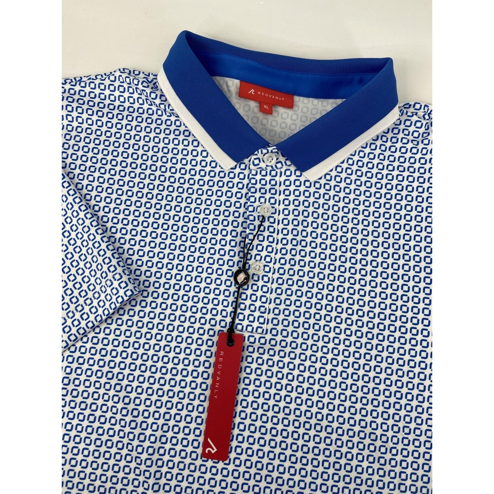 Redvanly Shirt Mens XL Blue Devine Golf Polo Geometric Performance Casual New
